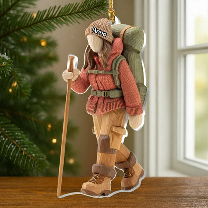 Personalized Hiking Lover Ornament for Backpackers – Custom Outdoor Hiker Keepsake, Unique Gift for Adventure Seekers