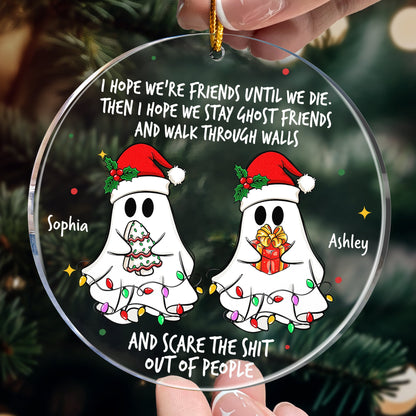 Funny Ghost Acrylic Ornament with Christmas Vibes, Best Friends Gift, Tree Hanging Decoration for Holiday Cheer, Perfect Gift