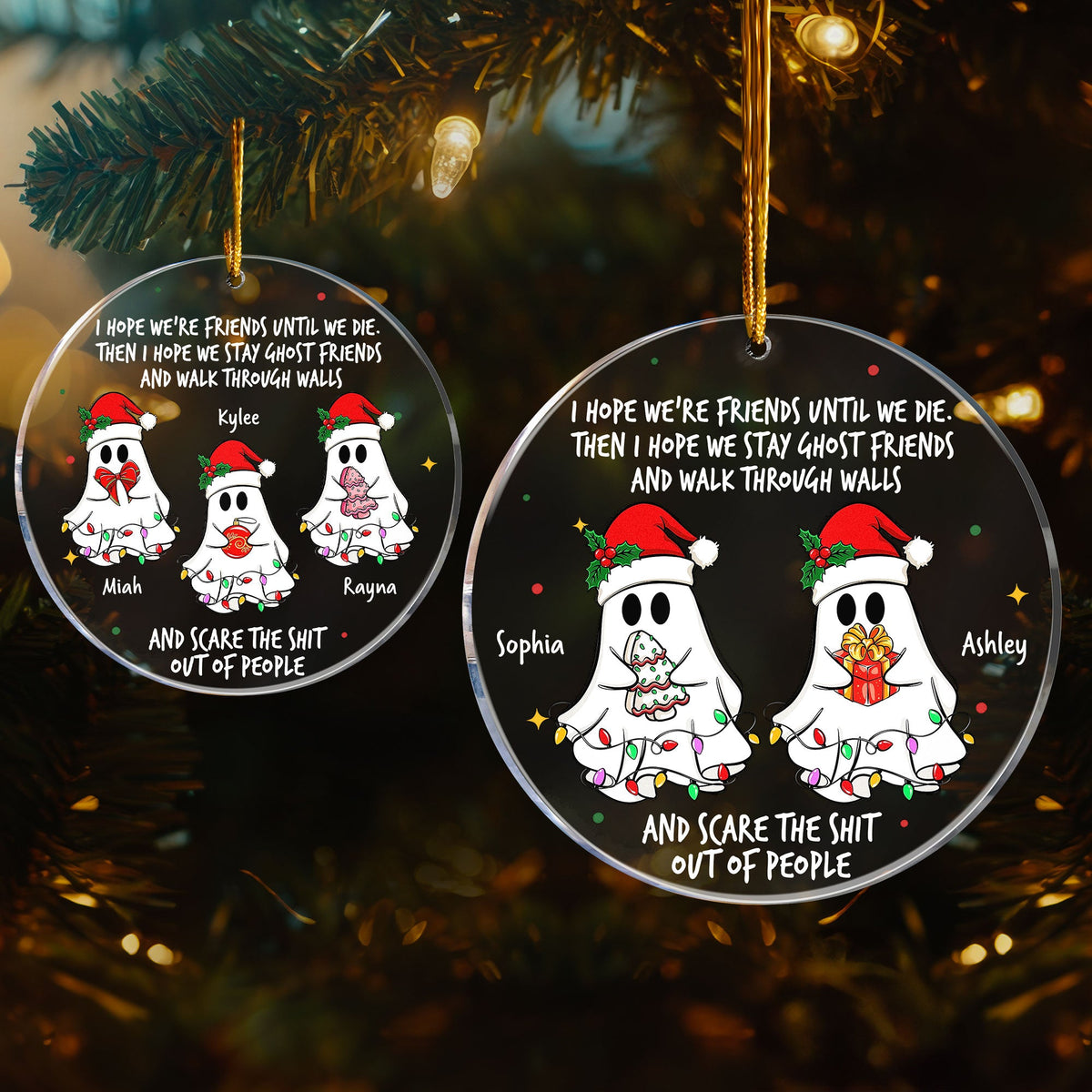 Funny Ghost Acrylic Ornament with Christmas Vibes, Best Friends Gift, Tree Hanging Decoration for Holiday Cheer, Perfect Gift
