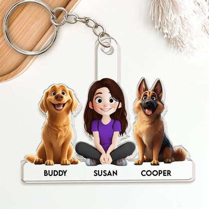 Personalized Acrylic Keychain with Custom Family Pets – Featuring Your Dog and Family Member Names, Perfect Gift for Dog Lovers, Ideal for Any Occasion