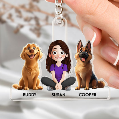 Personalized Acrylic Keychain with Custom Family Pets – Featuring Your Dog and Family Member Names, Perfect Gift for Dog Lovers, Ideal for Any Occasion