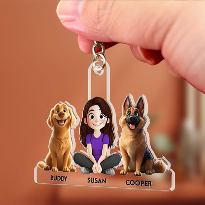 Personalized Acrylic Keychain with Custom Family Pets – Featuring Your Dog and Family Member Names, Perfect Gift for Dog Lovers, Ideal for Any Occasion
