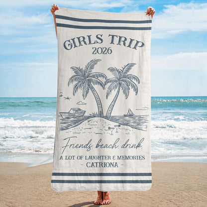 Personalized Beach Towel, Sun Sand Chill Coastal Design, A Unique Custom Gift for Family or Friends