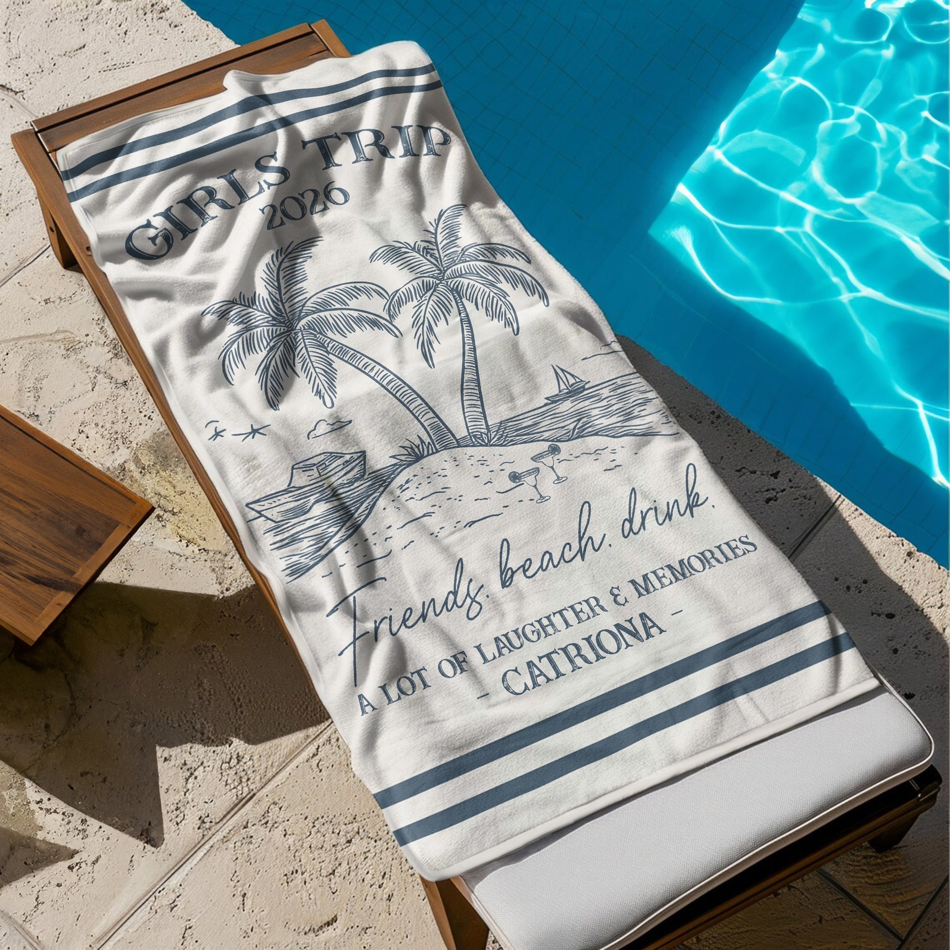 Personalized Beach Towel, Sun Sand Chill Coastal Design, A Unique