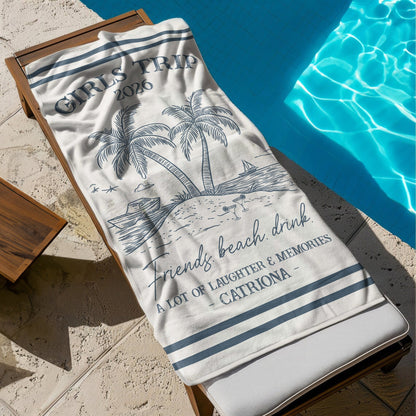 Personalized Beach Towel, Sun Sand Chill Coastal Design, A Unique Custom Gift for Family or Friends