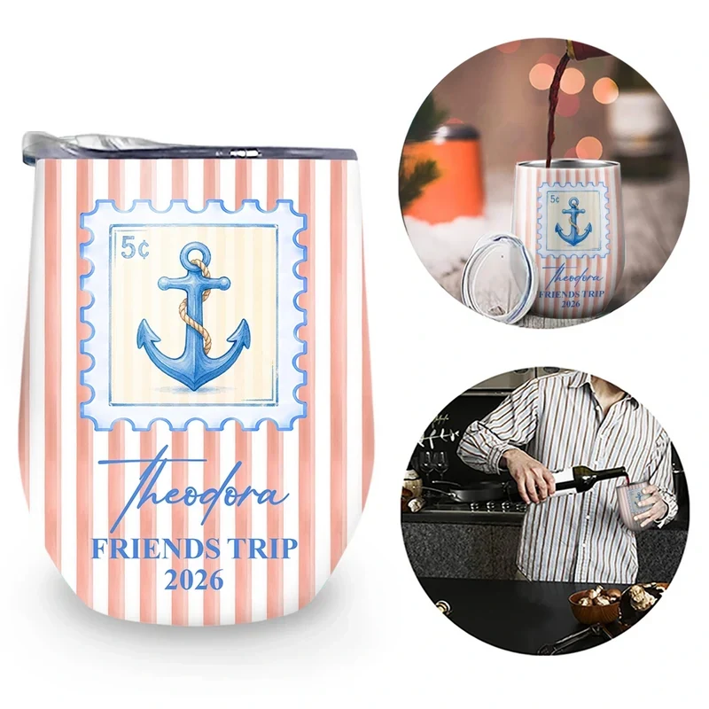 Personalized Eggshell Cup for Beach Trip Memories, Pastel Friendship Design, Creative Gift for Travel Friends