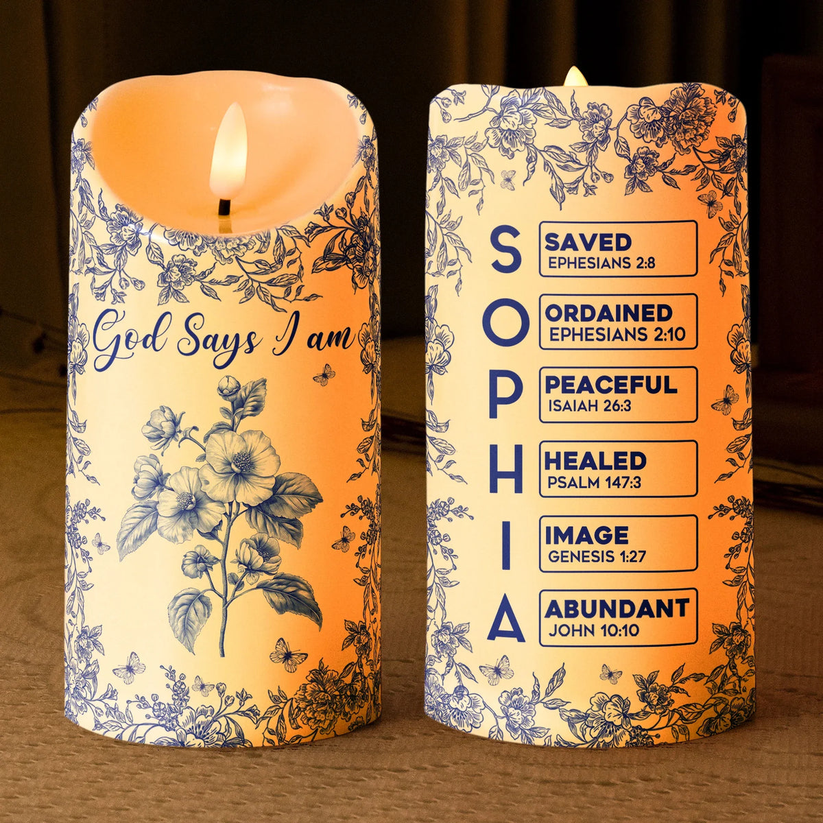 Flameless LED Candle with Religious Theme and God Says I Am Design, High Clarity, Heartwarming Gift