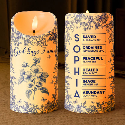 Flameless LED Candle with Religious Theme and God Says I Am Design, High Clarity, Heartwarming Gift