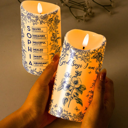 Flameless LED Candle with Religious Theme and God Says I Am Design, High Clarity, Heartwarming Gift