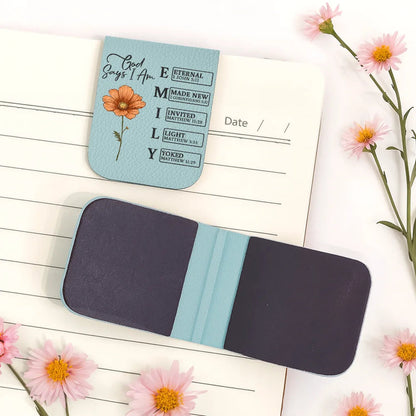 Personalized Leather Magnetic Bookmark with Faith Quotes and Birth Flower, Custom Name Initial Gift for Book Lovers