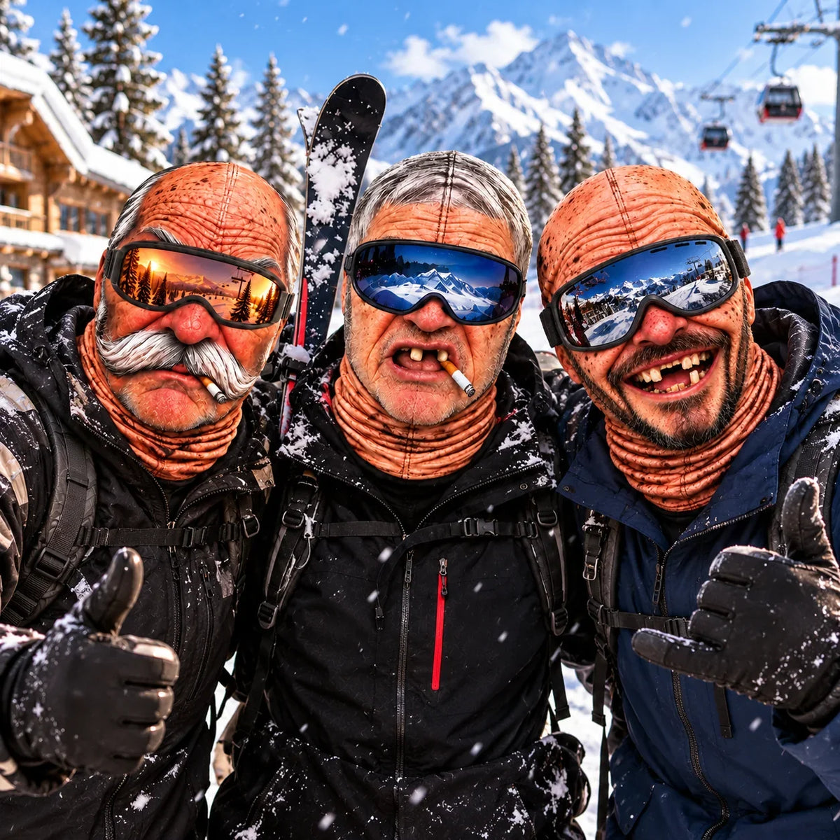 Personalized Funny Ski Mask with Old Man Face Design for Snow Days, Creative Gift for Skiers