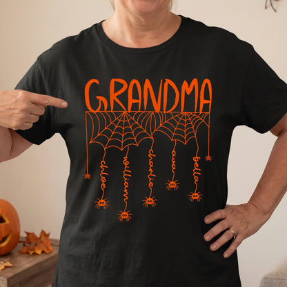 Personalized Grandma Spider Web Classic Tee, Unique Halloween Gift With Playful Spooky Style