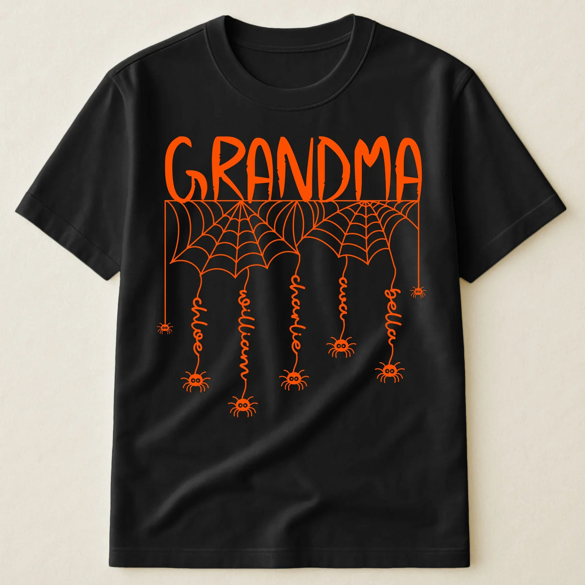 Personalized Grandma Spider Web Classic Tee, Unique Halloween Gift With Playful Spooky Style