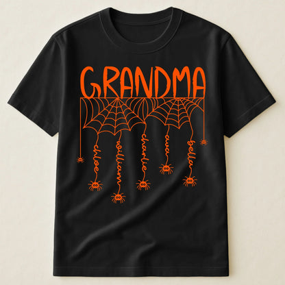 Personalized Grandma Spider Web Classic Tee, Unique Halloween Gift With Playful Spooky Style