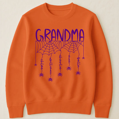 Personalized Grandma Spider Web Classic Tee, Unique Halloween Gift With Playful Spooky Style