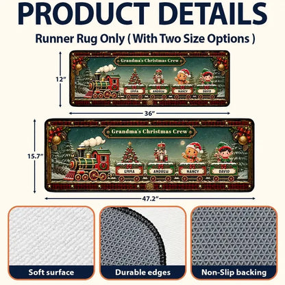 Personalized Premium Doormat, Vintage Christmas Train Entryway Decor, Unique Gift for Grandma