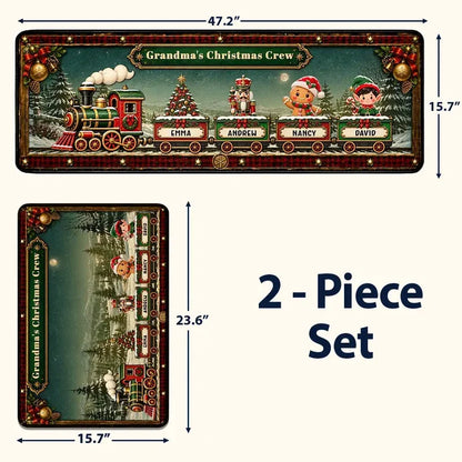 Personalized Premium Doormat, Vintage Christmas Train Entryway Decor, Unique Gift for Grandma