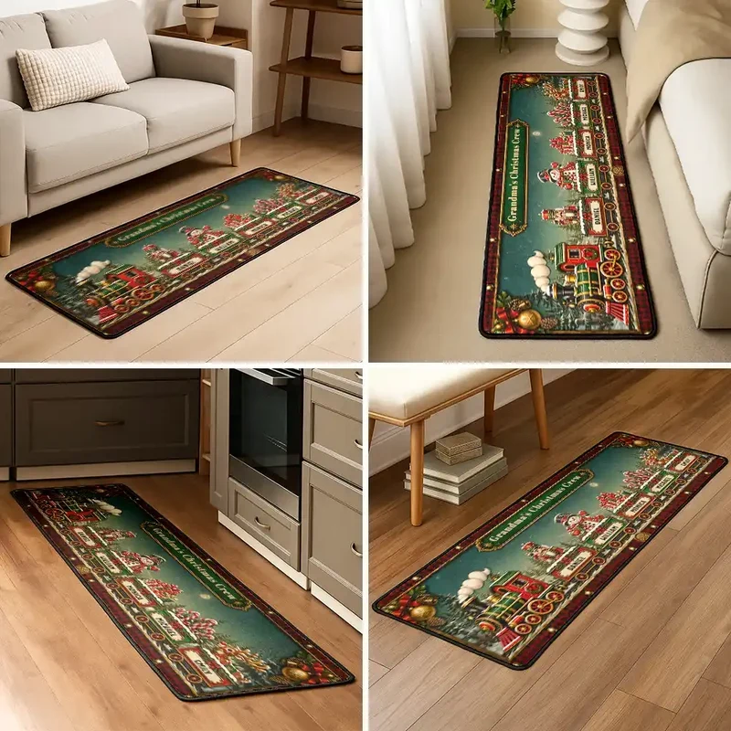 Personalized Premium Doormat, Vintage Christmas Train Entryway Decor, Unique Gift for Grandma