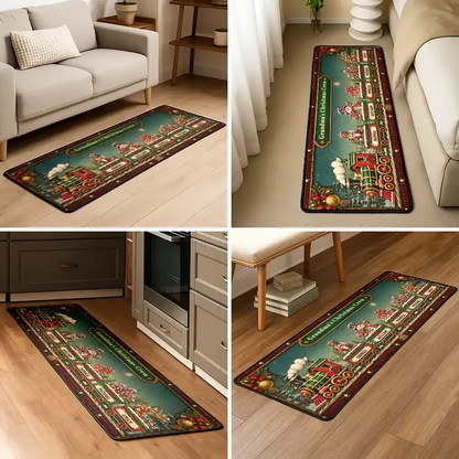 Personalized Premium Doormat, Vintage Christmas Train Entryway Decor, Unique Gift for Grandma