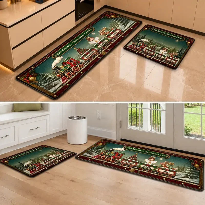Personalized Premium Doormat, Vintage Christmas Train Entryway Decor, Unique Gift for Grandma