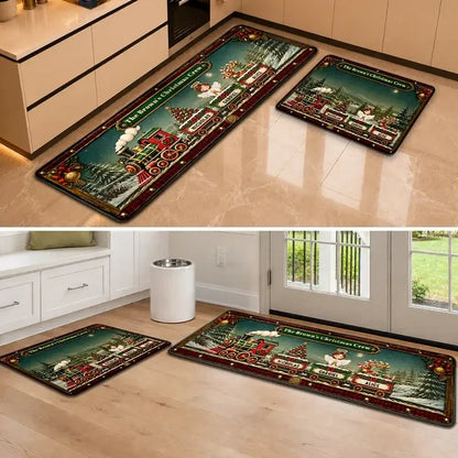 Personalized Premium Doormat, Vintage Christmas Train Entryway Decor, Unique Gift for Grandma