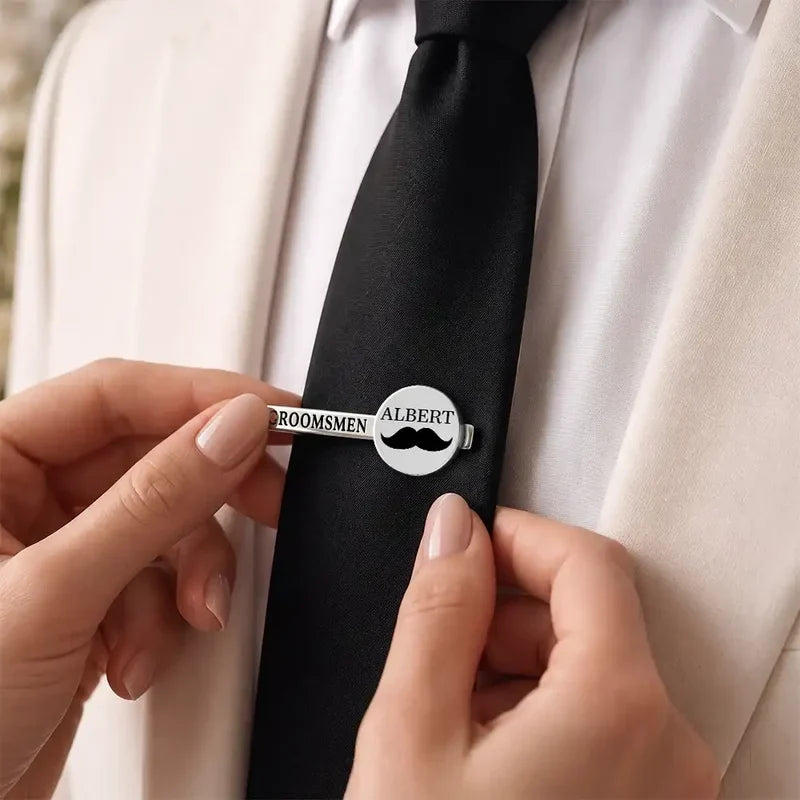 Personalized Stainless Steel Tie Clip with Tuxedo Art, Creative Wedding Keepsake Gift for a Groomsman