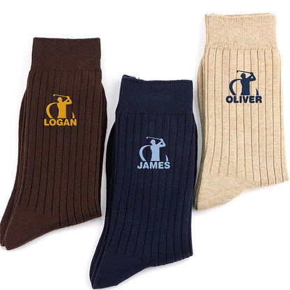 Golf Embroidered Cotton Socks, Personalized Golfer Keepsake, Creative Gift for Dad, Husband or Friend