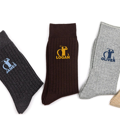 Golf Embroidered Cotton Socks, Personalized Golfer Keepsake, Creative Gift for Dad, Husband or Friend