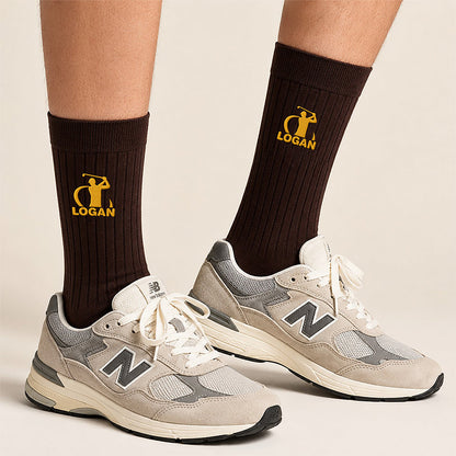 Golf Embroidered Cotton Socks, Personalized Golfer Keepsake, Creative Gift for Dad, Husband or Friend