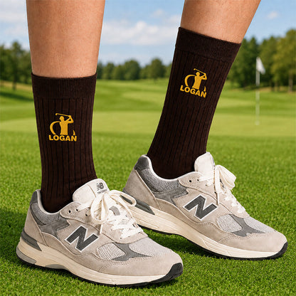 Golf Embroidered Cotton Socks, Personalized Golfer Keepsake, Creative Gift for Dad, Husband or Friend