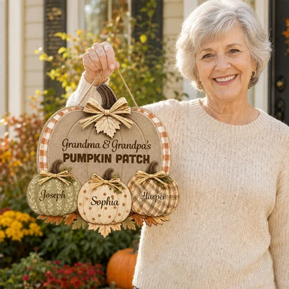 Personalized Wooden Sign, Grandma & Grandpa's Pumpkin Patch, Rustic Fall Door Decor, Unique Gift for Grandparents