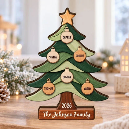 Personalized Thick Wooden Plaque, Warm Christmas Tree Keepsake, Unique Gift for Family