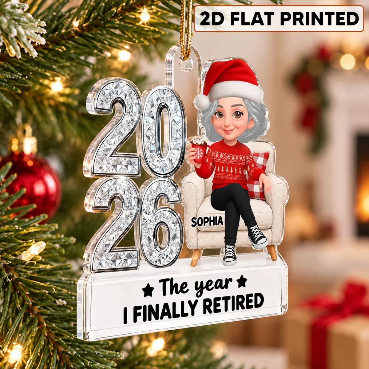 Personalized Acrylic Ornament, Officially Retired Cartoon by the Tree, Creative Gift for Coworker or Family