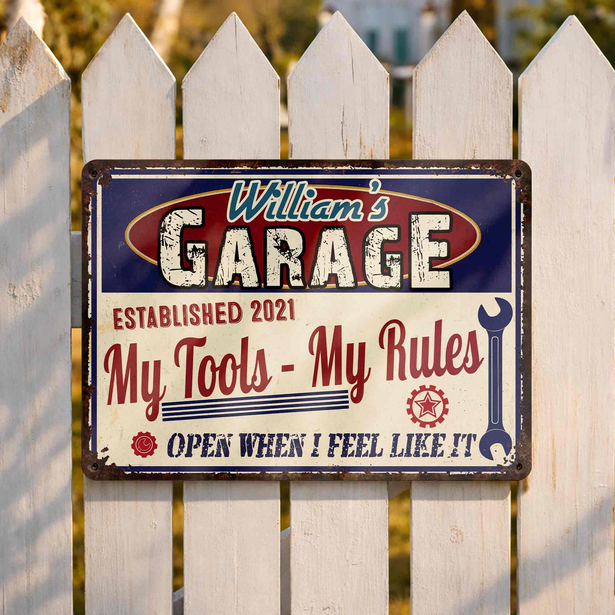 Rectangular Iron Sign, Personalized Workshop Humor Decor, Creative Gift for Tool Lovers