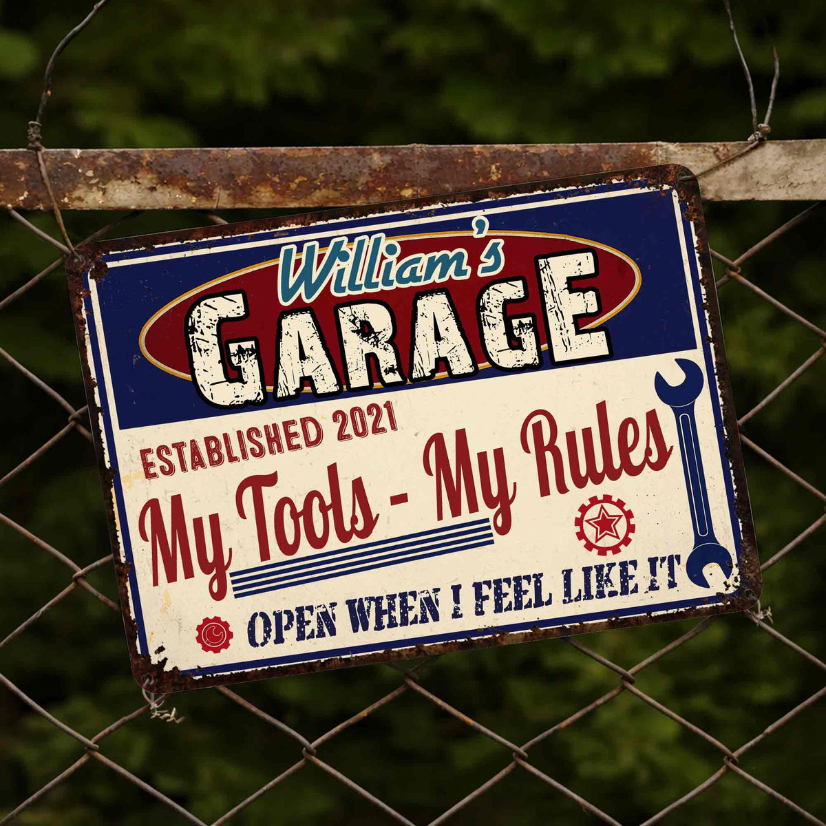 Rectangular Iron Sign, Personalized Workshop Humor Decor, Creative Gift for Tool Lovers