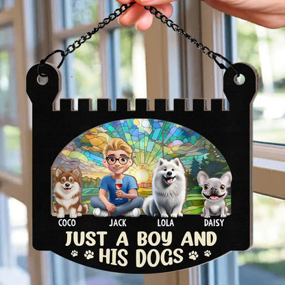 Personalized Girl & Dog Acrylic Ornament - Custom Wood Layered Gift