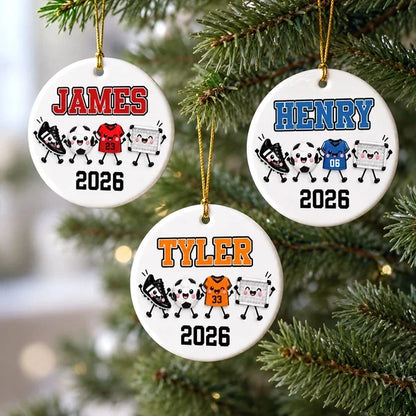Personalized Soccer Ceramic Ornament, Cute Red Team Gear Christmas Keepsake, Unique Gift for Players & Fans
