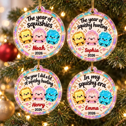 Personalized Acrylic Ornament, Colorful Squishy Hunting Design for Christmas Trees, Unique Gift for Kids