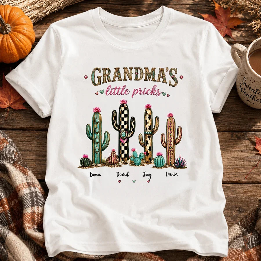 Personalized Grandma Sweatshirt, Cactus Little Pricks Design, Unique Gift With Fall Desert Style