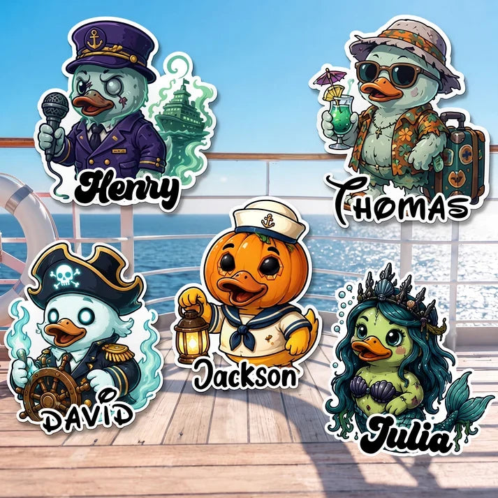 Cartoon Sailor, Pirate & Mermaid Duck Acrylic Magnet for Spooky Cruise, Creative Family Gift