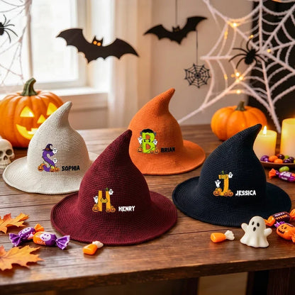 Knitted Witch Hat, Personalized Spooky Keepsake for Autumn Dress Up, Unique Creative Gift for Kids