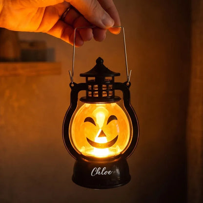 Personalized LED Pumpkin Lantern with Jack-o'-Lantern Faces, Warm Halloween Decor, Unique Family Gift