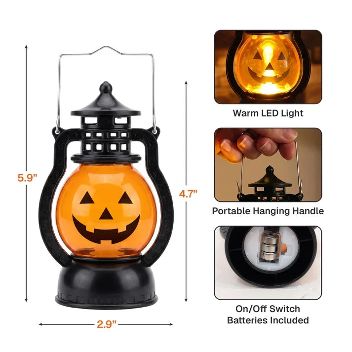 Personalized LED Pumpkin Lantern with Jack-o'-Lantern Faces, Warm Halloween Decor, Unique Family Gift