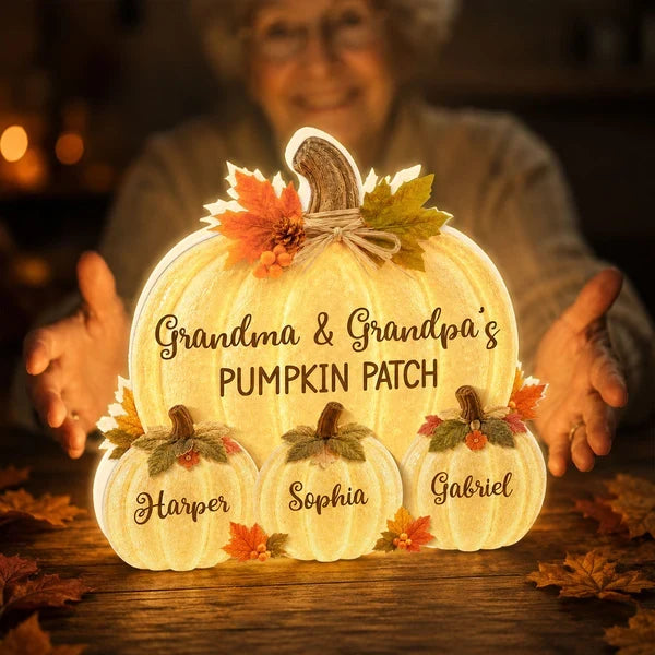 Acrylic Light Box with Glowing Pumpkin Patch, Heartwarming Personalized Fall Display, Creative Gift for Grandparents