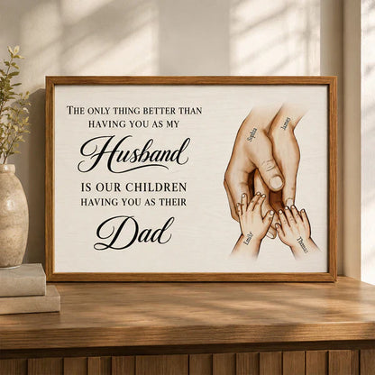 Personalized Poster for Husband & Dad, Warm Family Hands Wall Art, Unique Father's Day Gift