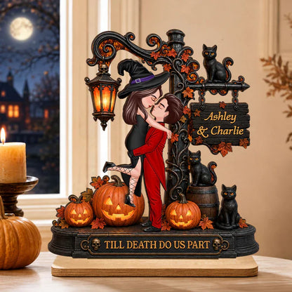 Till Death Do Us Part 2-Layer Wooden Plaque, Gothic Couple Keepsake, Creative Gift for Partners