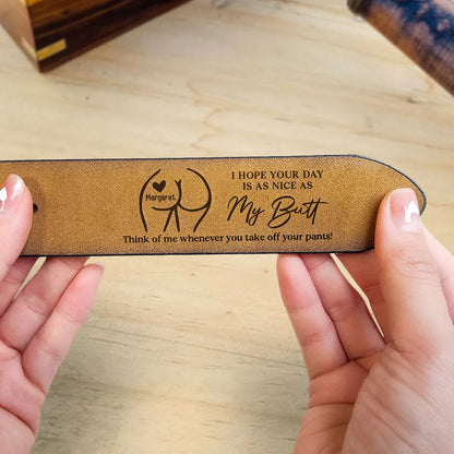 Funny Romantic Personalized Leather Belt, Engraved Secret Note Style, Sleek Buckle Look, Creative Couple Gift