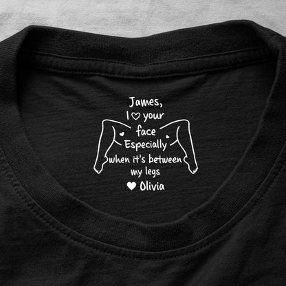 Personalized Classic Tee With Playful Inner Collar Quote, Unique Gift For Partner