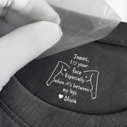 Personalized Classic Tee With Playful Inner Collar Quote, Unique Gift For Partner