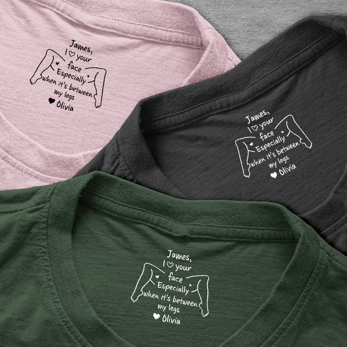 Personalized Classic Tee With Playful Inner Collar Quote, Unique Gift For Partner